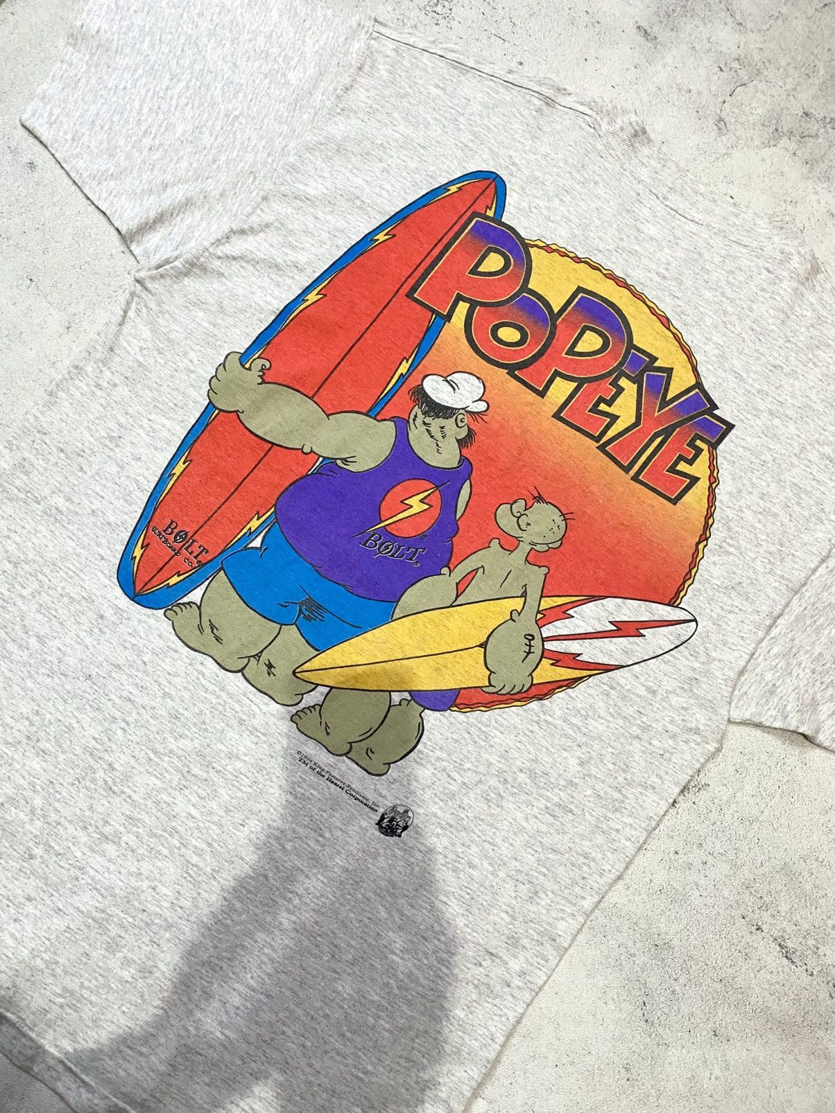 Cartoon Network × Lightning Bolt × Vintage Vintage 1994 Popeye & Brutus Surfboard Tshirt Lightning Bolt Size US L / EU 52-54 / 3 - 3 Thumbnail