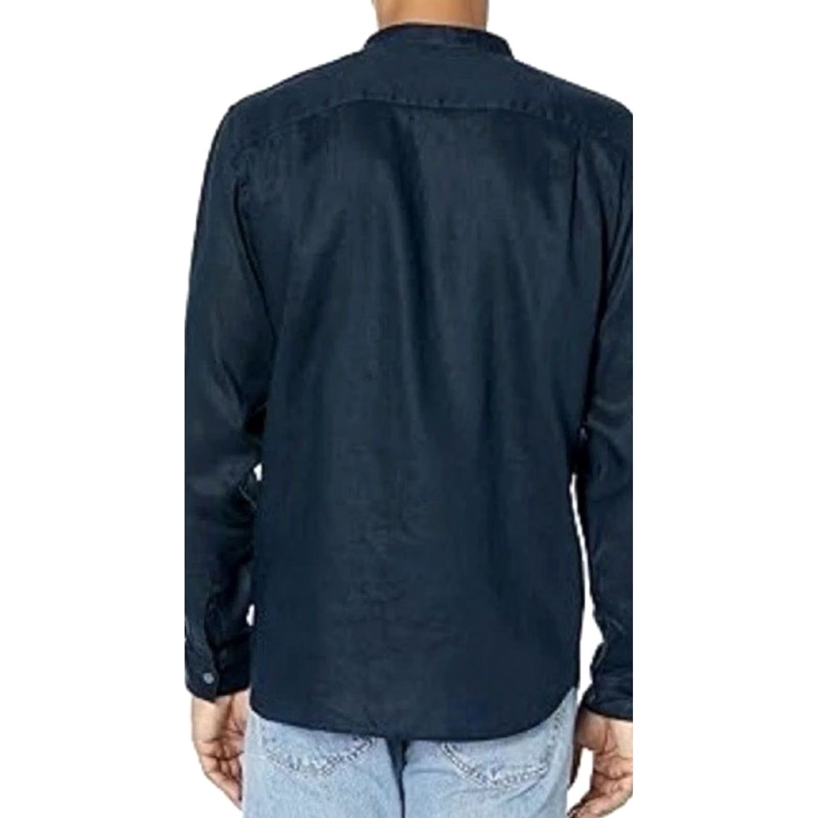 Theory Theory Shirt Mens L Navy 100% Linen Button Down Band Collar Relaxed Long Sleeve Vintage? Size US L / EU 52-54 / 3 - 2 Thumbnail