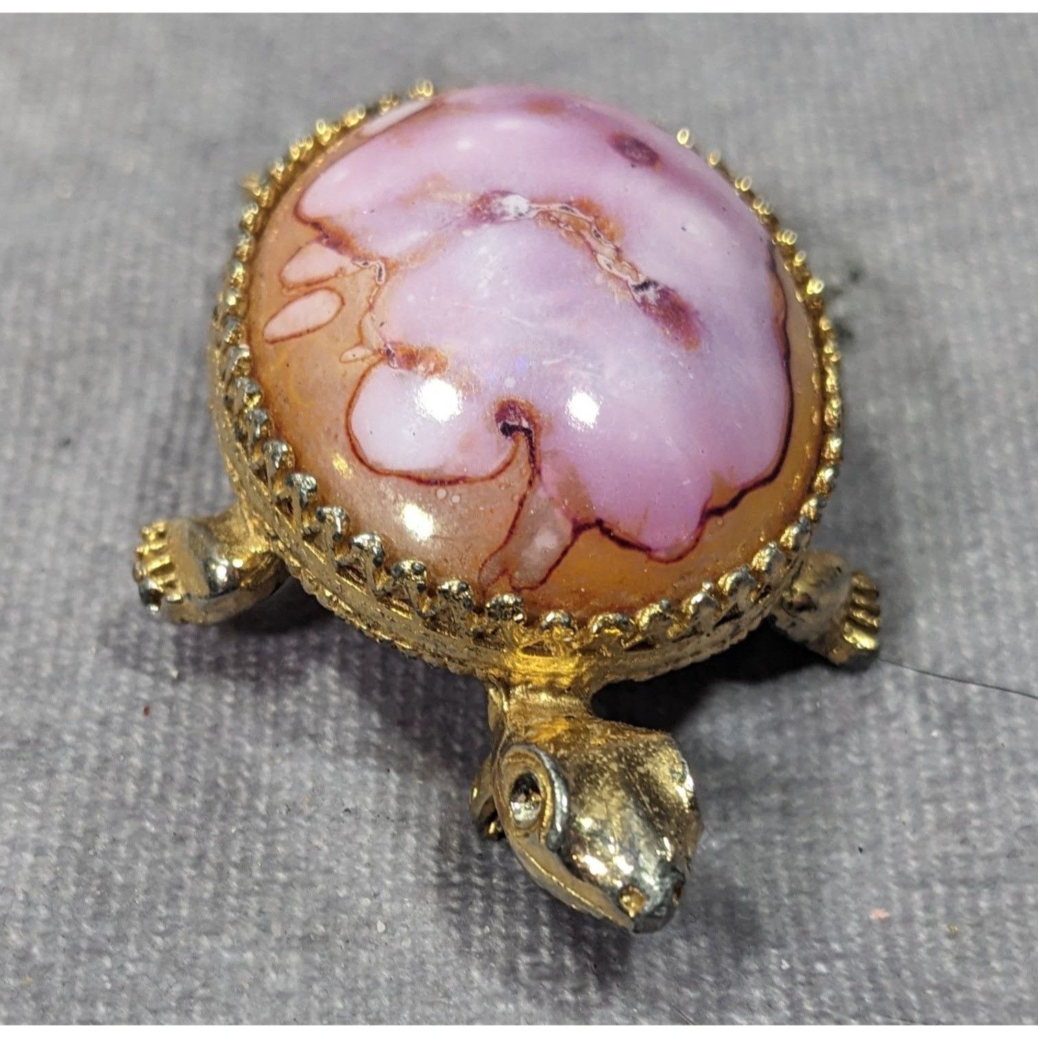 Other Vintage Jeanine Pink Orange And Gold Turtle Brooch (Broken) Size ONE SIZE - 9 Thumbnail