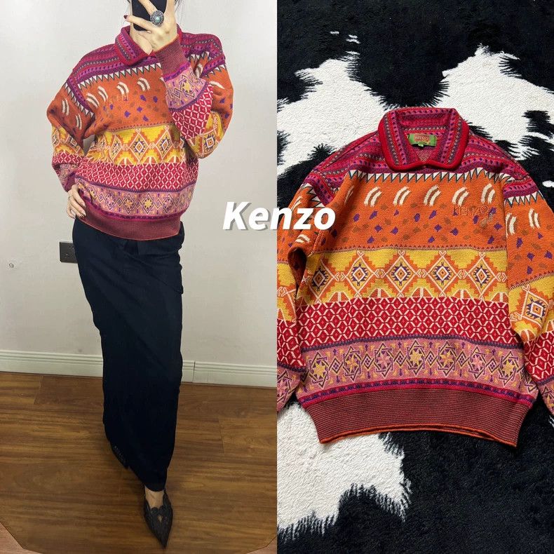 Kenzo KENZO Pure wool vintage polo sweater Size L / US 10 / IT 46 - 1 Thumbnail