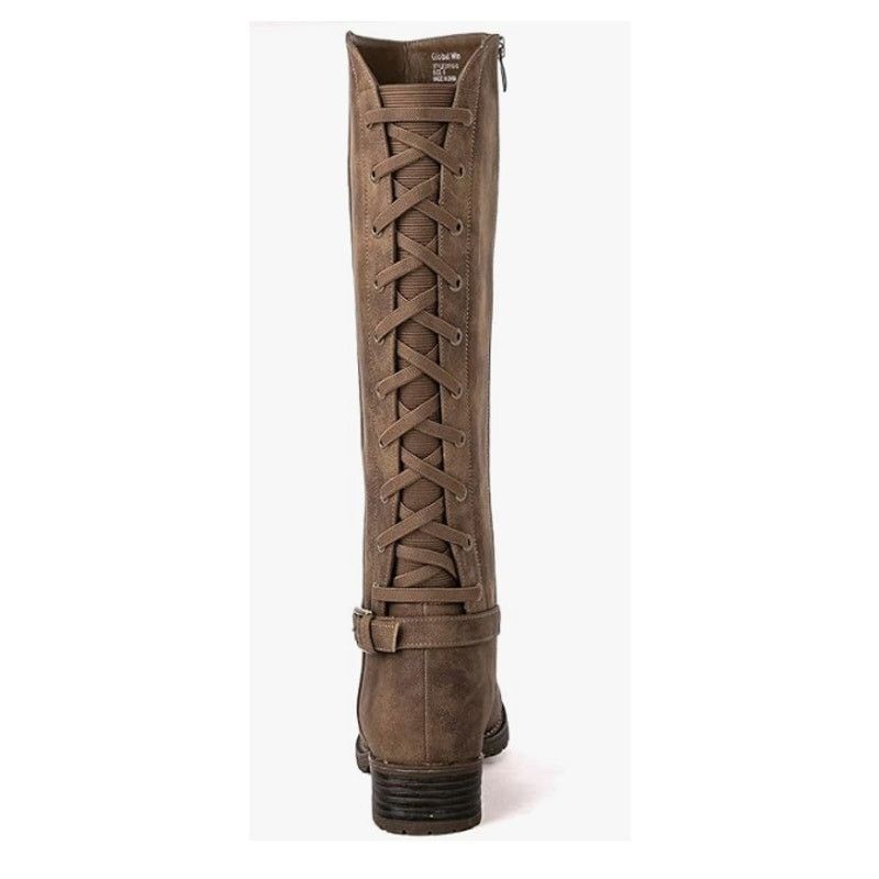 The Unbranded Brand Women's Quilted Knee High Fashion Boots Strappy Brown SIZE 7 Size US 7 / IT 37 - 5 Thumbnail