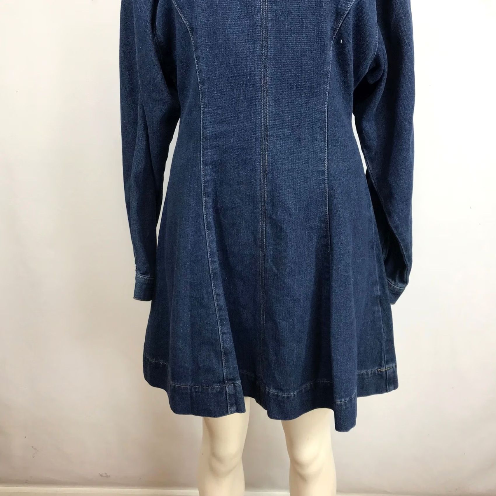 Vintage Lush Denim Mini Dress Fit & Flare Long Sleeve Blue Sz M Size M / US 6-8 / IT 42-44 - 3 Thumbnail
