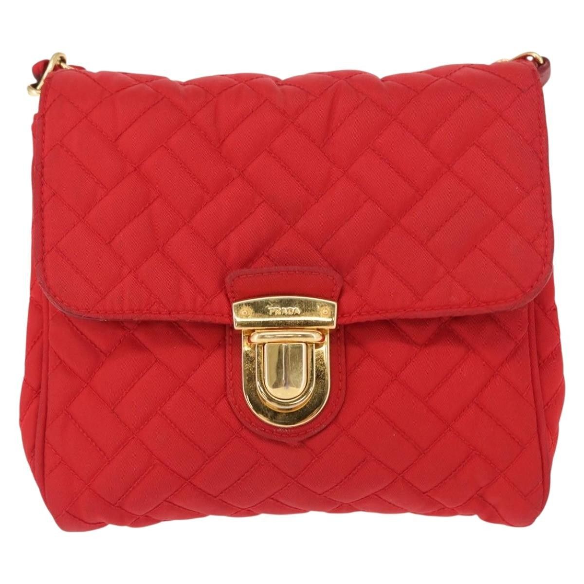 Prada Prada Pushlock Chain Flap Bag Quilted Tessuto Size ONE SIZE - 1 Thumbnail