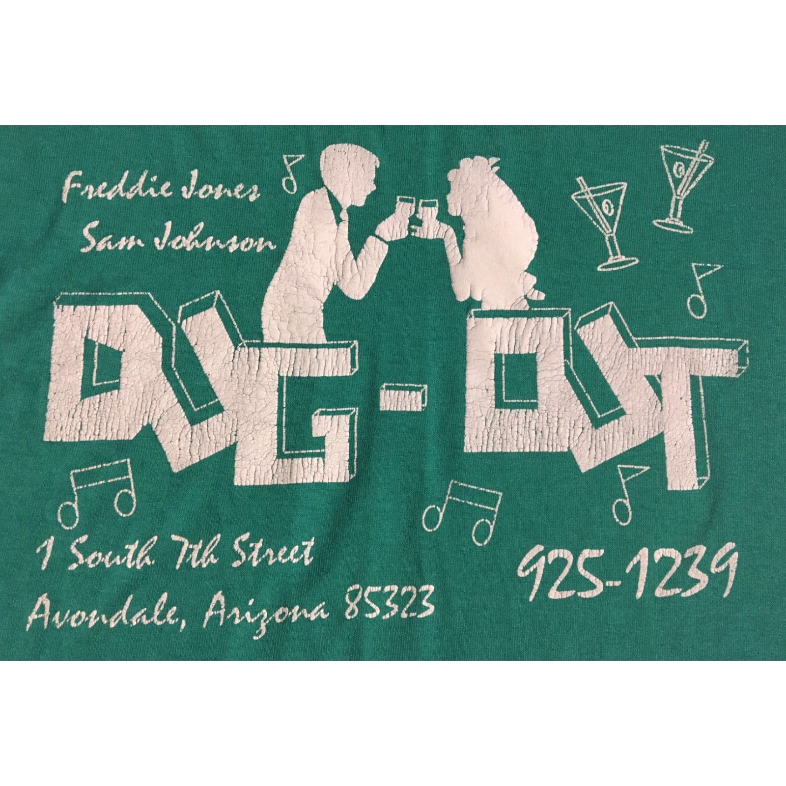 Fruit Of The Loom Vtg 80s The Dug-Out Bar Arizona Faded Shirt L Green USA Vintage Shirt Mens L USA Bar Arizona Faded Shirt 80s Grunge Humor Classic 90s Size US L / EU 52-54 / 3 - 2 Thumbnail