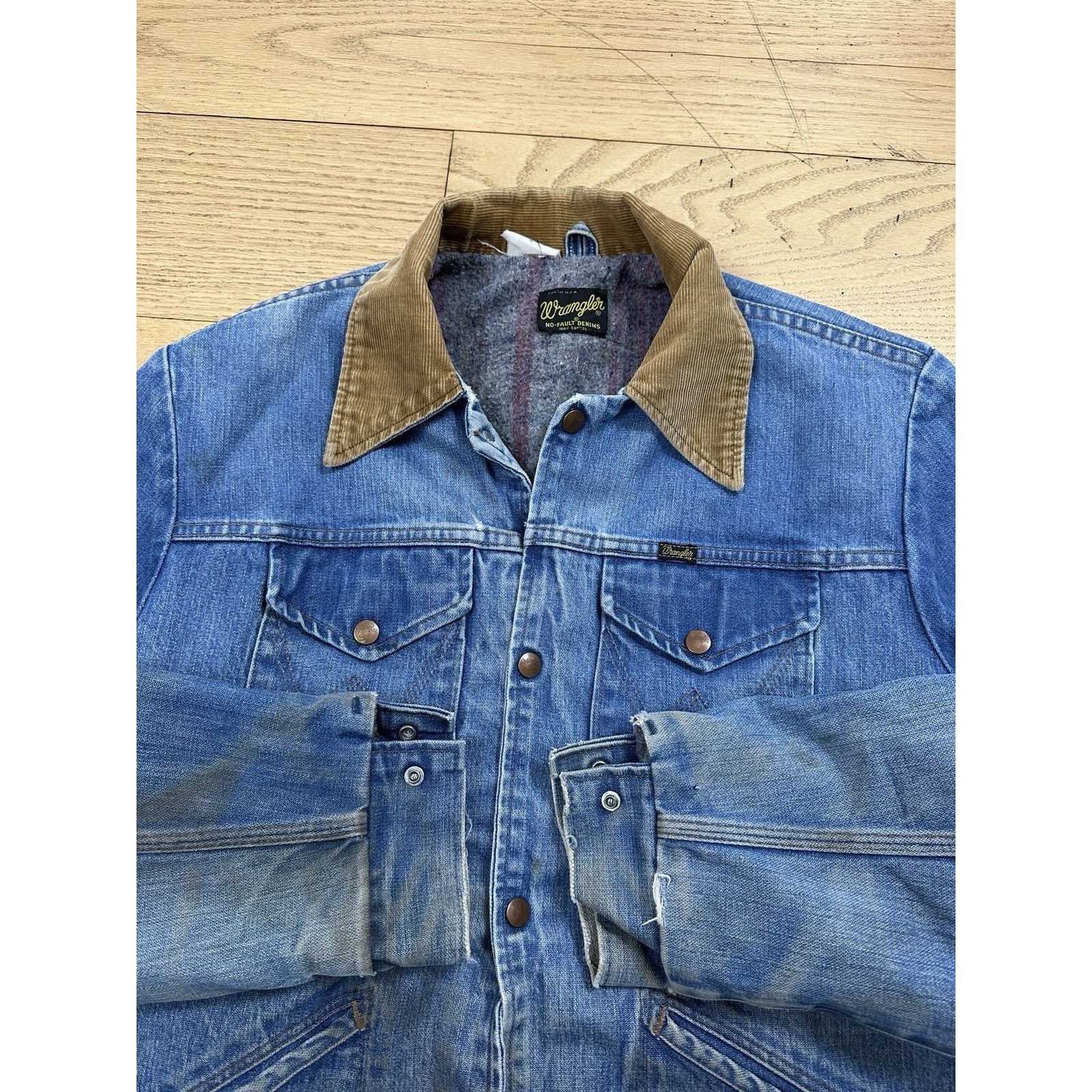 Vintage × Wrangler Vintage 70s Wrangler No Fault Denim Blanket Lined Jacket Size US L / EU 52-54 / 3 - 2 Thumbnail