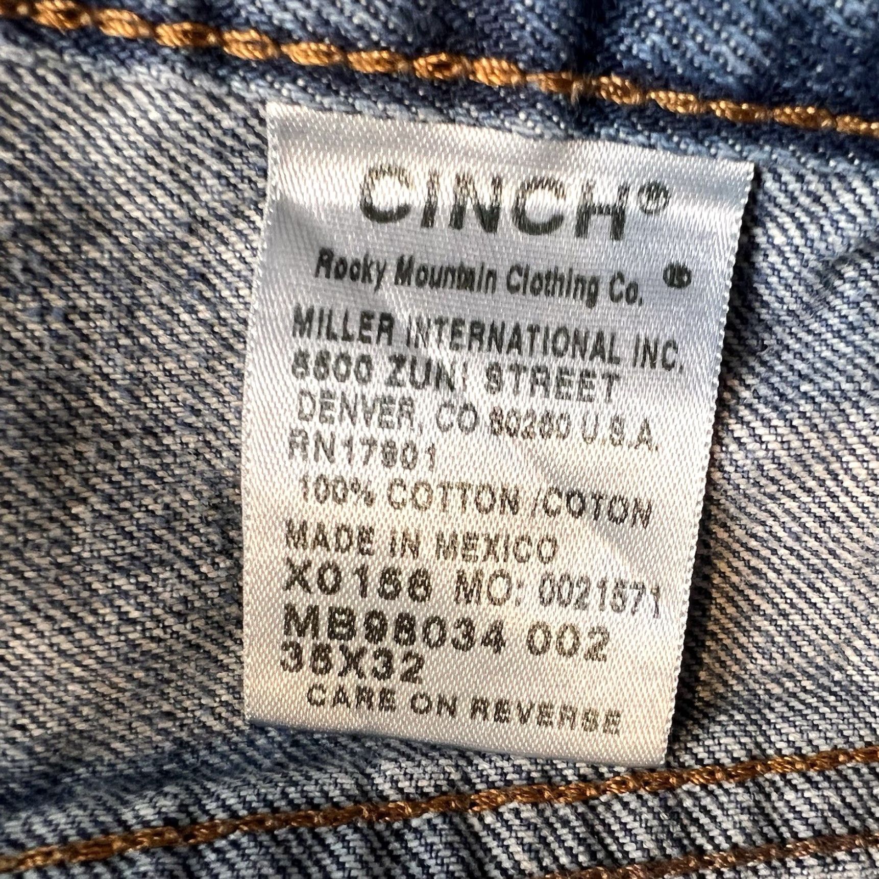 Vintage Cinch Jeans Mens 35x32 Fits 34x30 Distressed Blue Cowboy Straight Workwear Reading READ Size US 35 - 3 Thumbnail