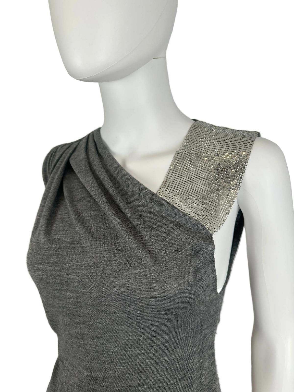 Balmain Balmain Grey Wool Chainmail Strap Dress Size S / US 4 / IT 40 - 3 Thumbnail