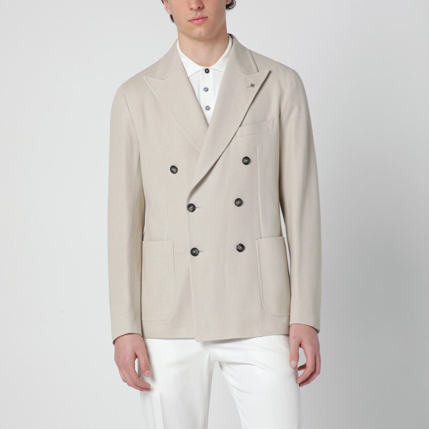 Tagliatore Tagliatore Beige Double-Breasted Cotton Jacket Size US L / EU 52-54 / 3 - 1 Thumbnail
