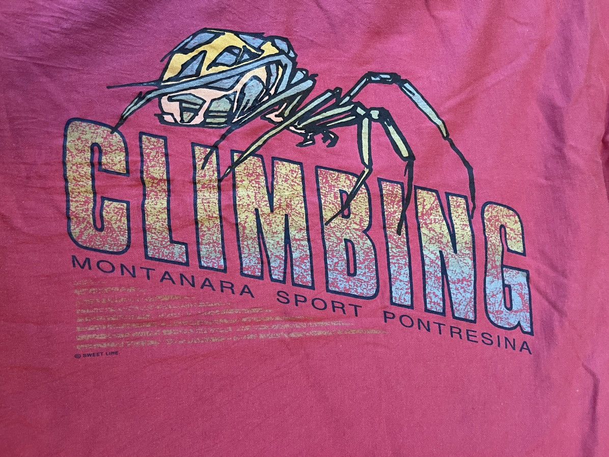 Vintage 🕷️ 🧗‍♀️ Sweet Line Gang 90s vintage climbing Montanara t-shirt Size US XL / EU 56 / 4 - 2 Thumbnail