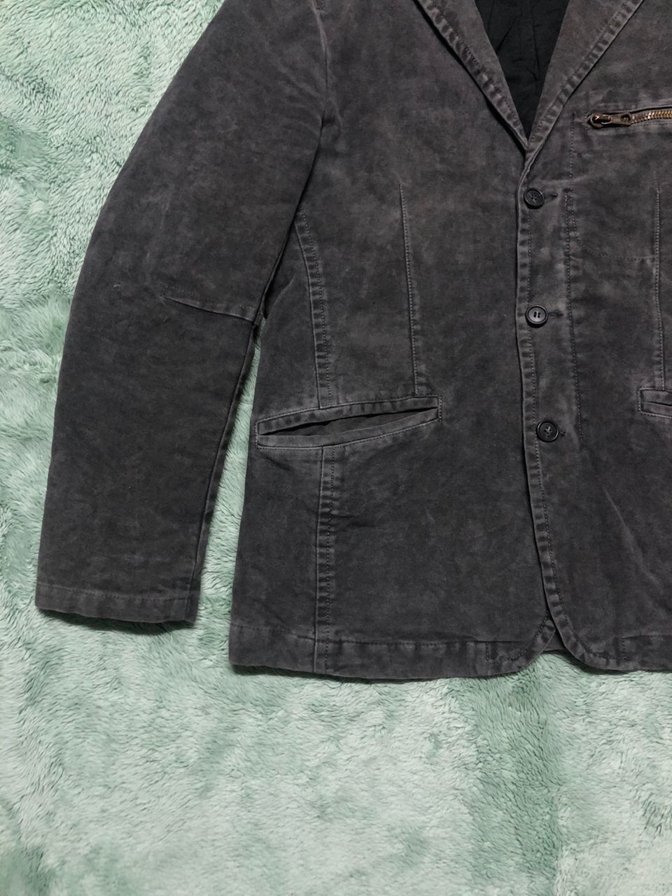 If Six Was Nine × United Colors Of Benetton UNITED COLORS OF BENETTON STONE WASH BLAZER ZIPPER JACKET Size US M / EU 48-50 / 2 - 8 Thumbnail