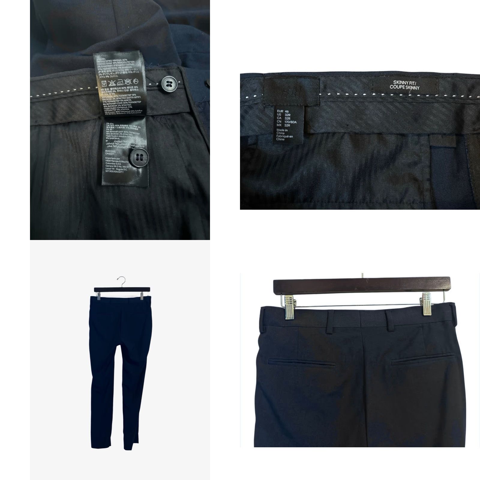 H&M H&M Dress Pants Skinny Men 32 Inseam 29 Dress Pants Navy Blue 2010s Mens Size US 32 / EU 48 - 8 Thumbnail