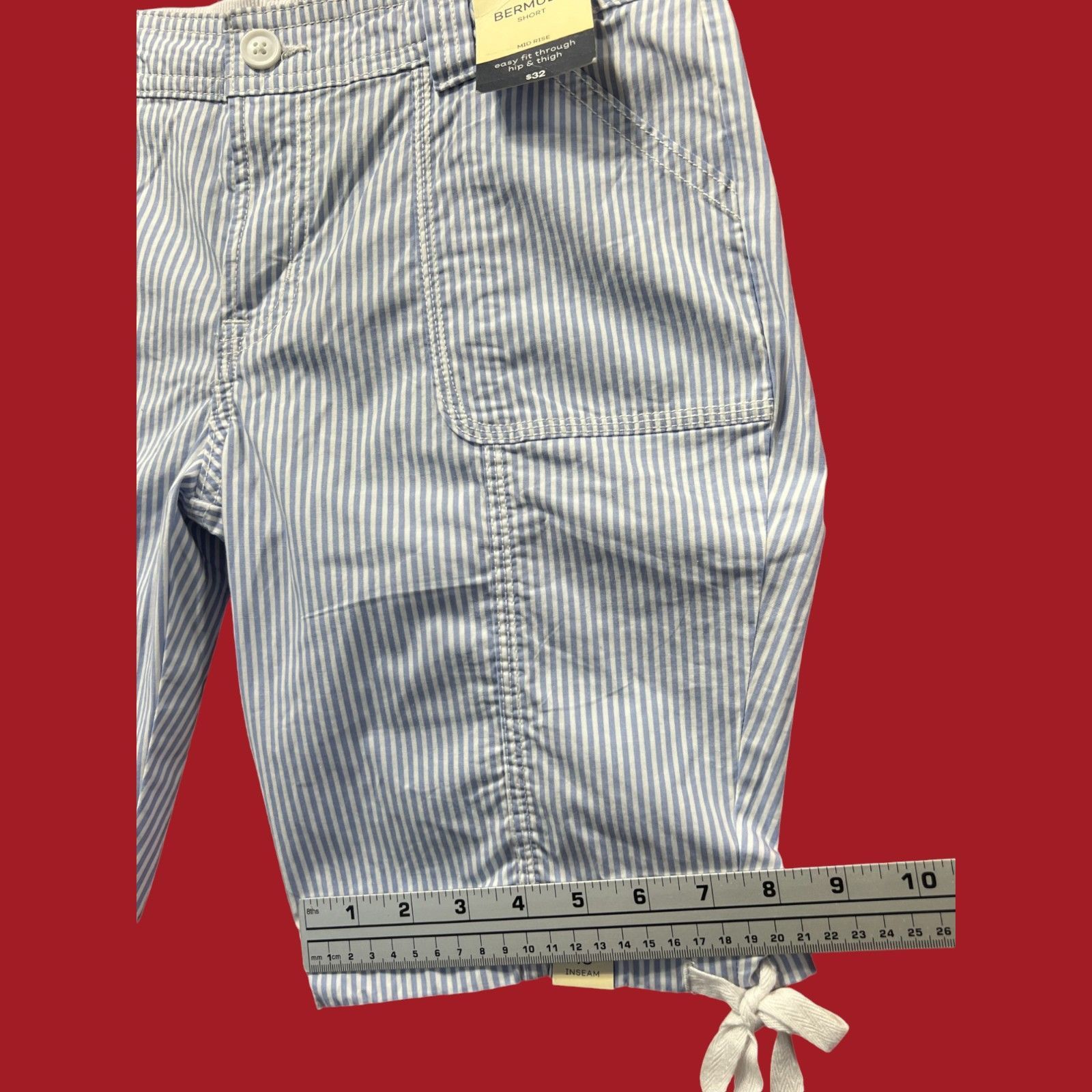 Other St John's Bay - Women's Mid-Rise Striped Cargo Bermuda Short Size 26" / US 2 / IT 38 - 9 Thumbnail