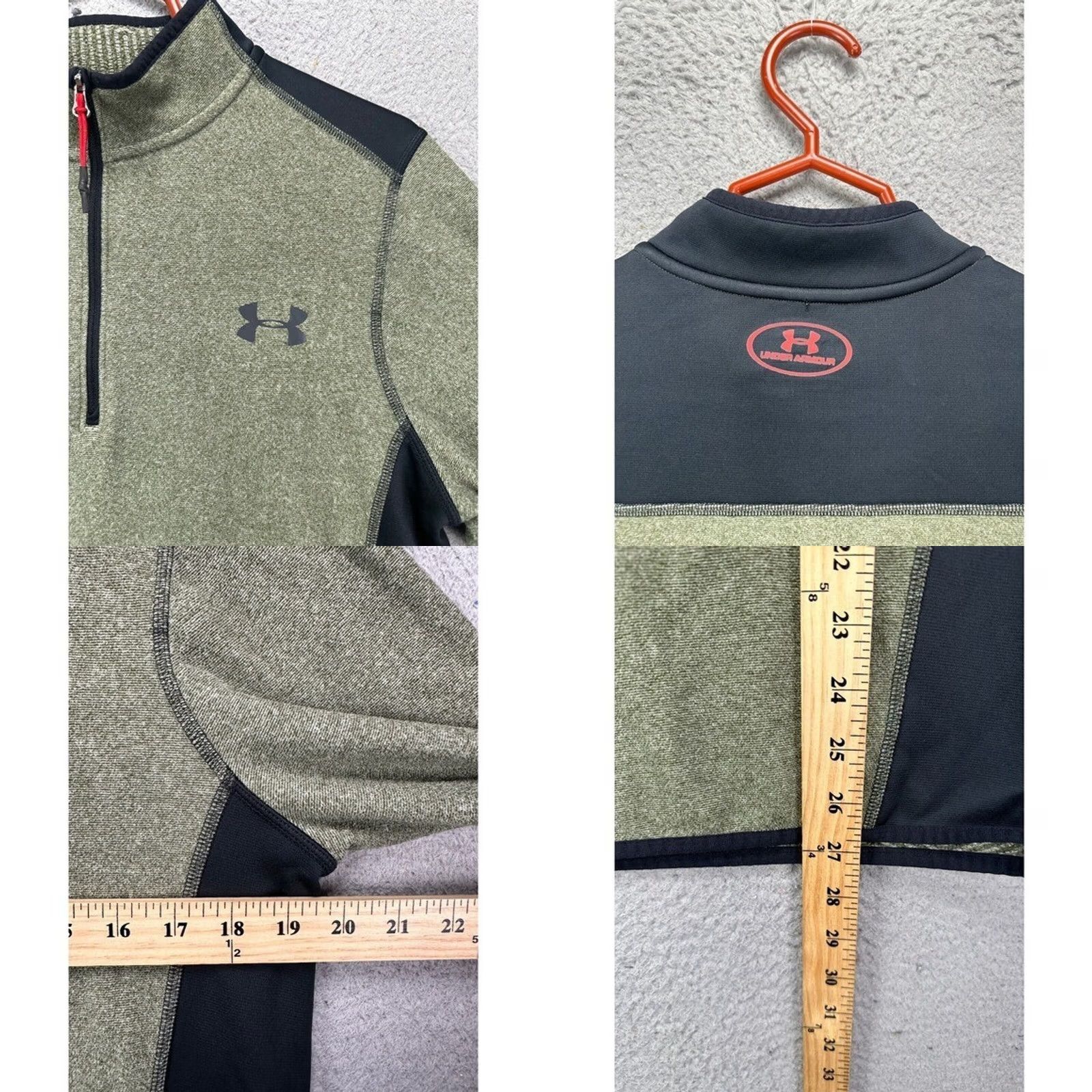 Under Armour Under Armour ColdGear Pullover Shirt Mens Small Green Black Quarter Zip Shirt Size US S / EU 44-46 / 1 - 8 Thumbnail