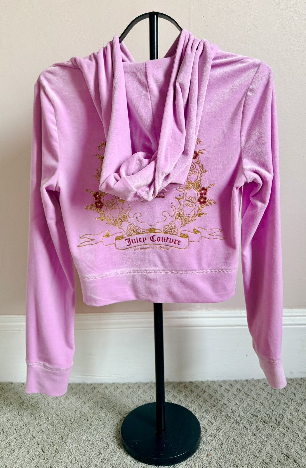 Juicy Couture Juicy Couture Pink Velour Hoodie Crown Floral Bloom NWT M Size M / US 6-8 / IT 42-44 - 2 Thumbnail