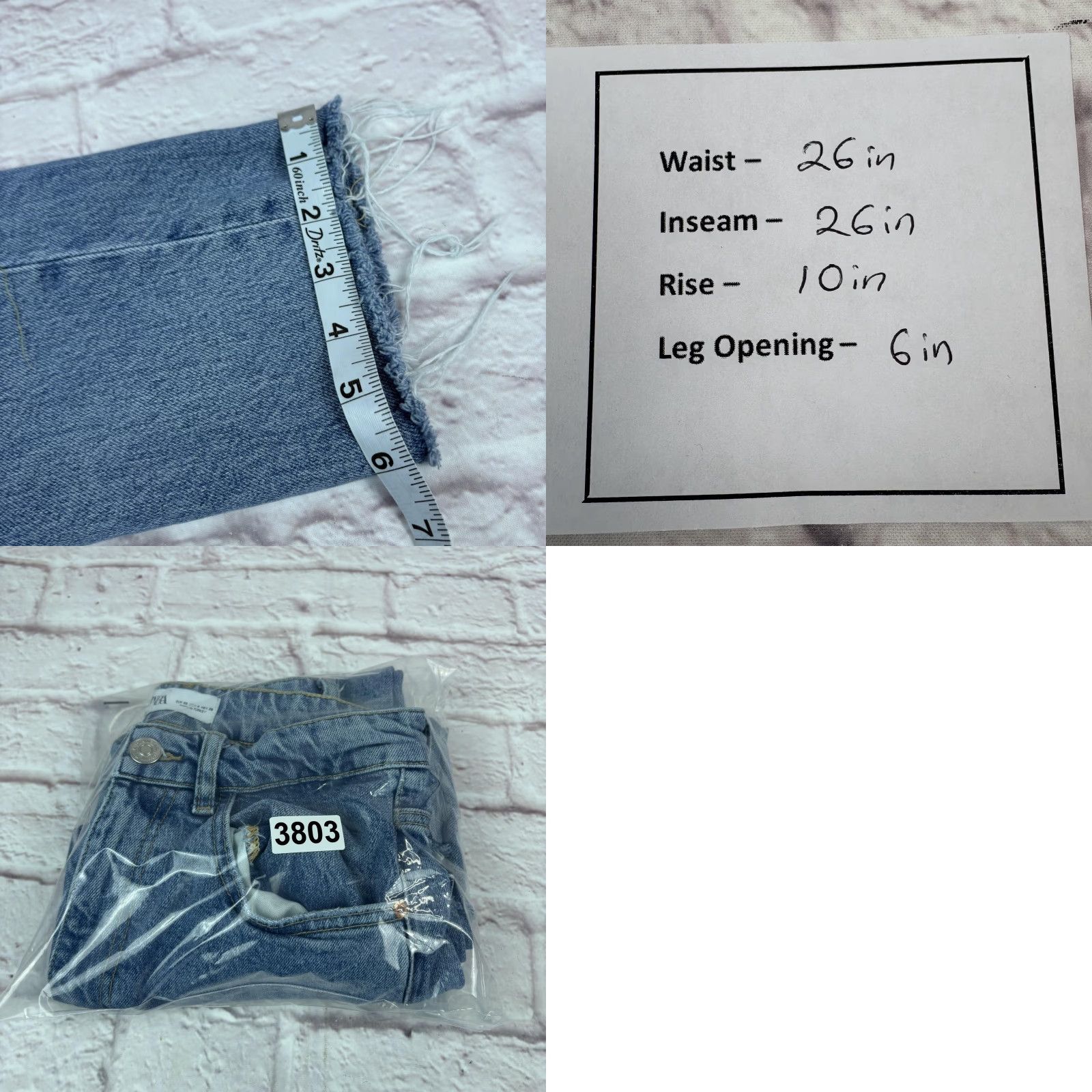 Zara VINTAGE Zara Jeans Womens 4 Blue Mid Rise Straight Distressed Crop Raw Hem 26x26 Denim Size 27" / US 4 / IT 40 - 9 Thumbnail