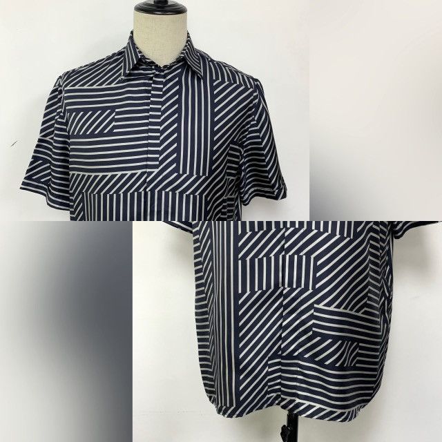 Fendi Fendi Silk FF Logo Geometric Stipe Pattern Shirt FS0795 #38 Size US M / EU 48-50 / 2 - 5 Thumbnail