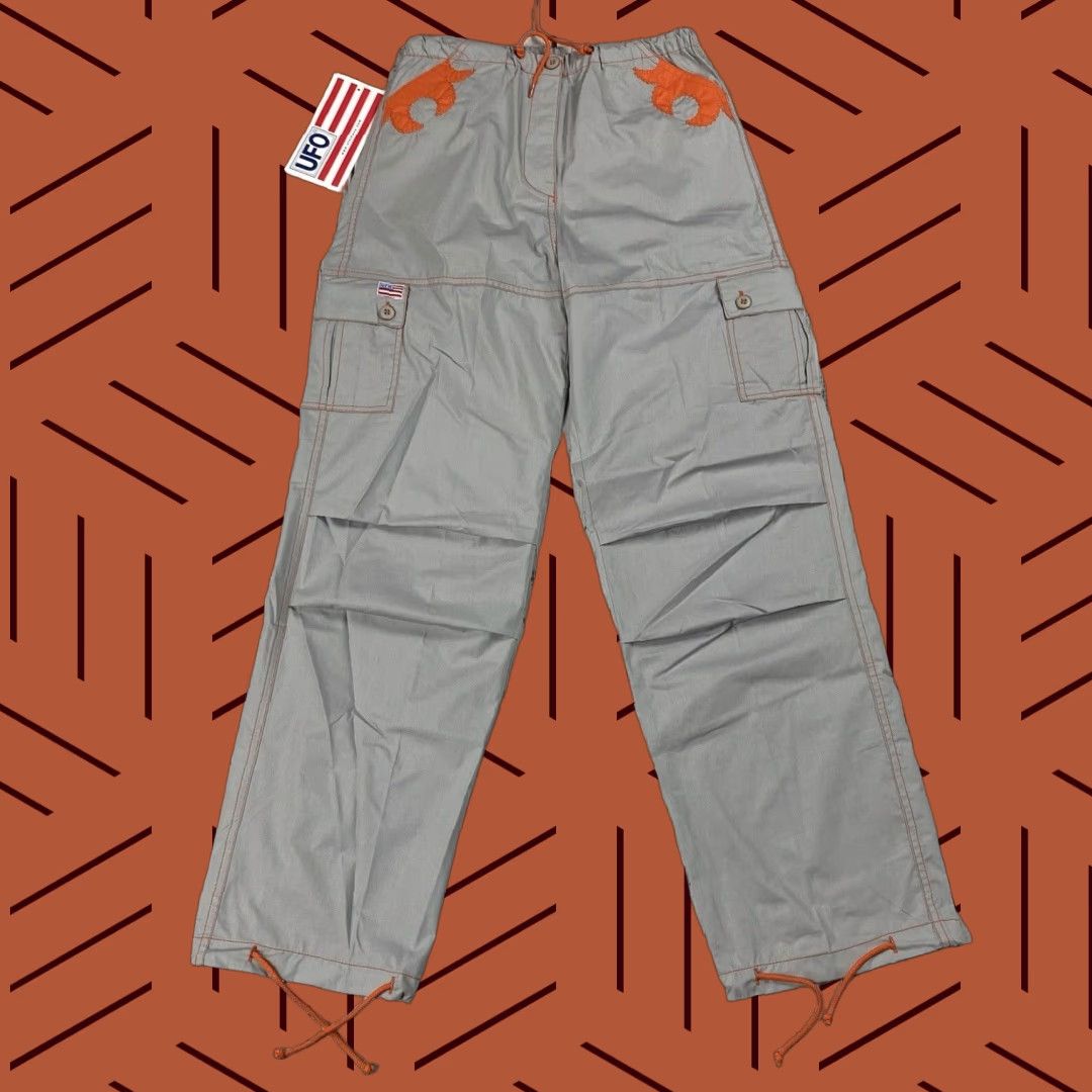 Vintage VTG UFO PARACHUTE PANTS Cargo WOMENS 12 Mercury Grey/Orange NWT Size 34" / US 12 / IT 48 - 1 Thumbnail