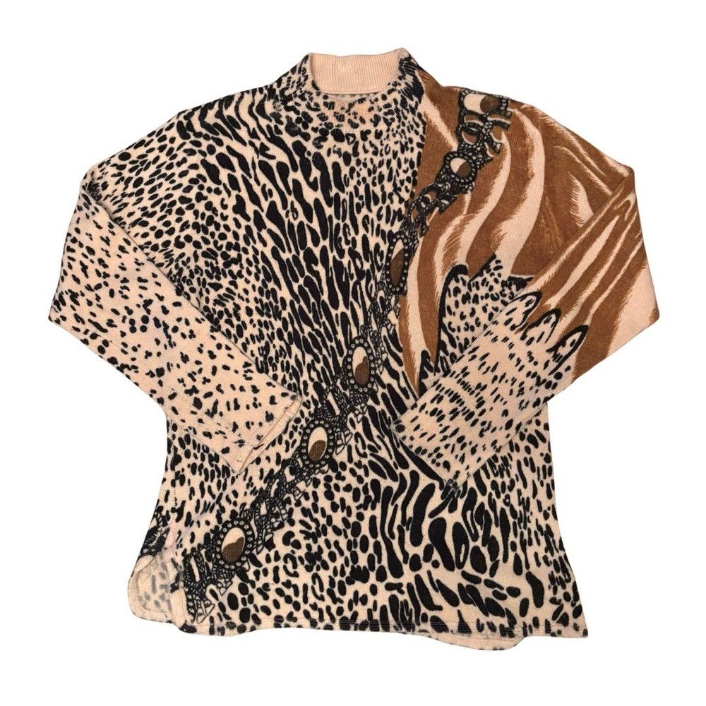 Vintage Vintage Animal Print Sweater with Chain Detail Size M / US 6-8 / IT 42-44 - 1 Thumbnail