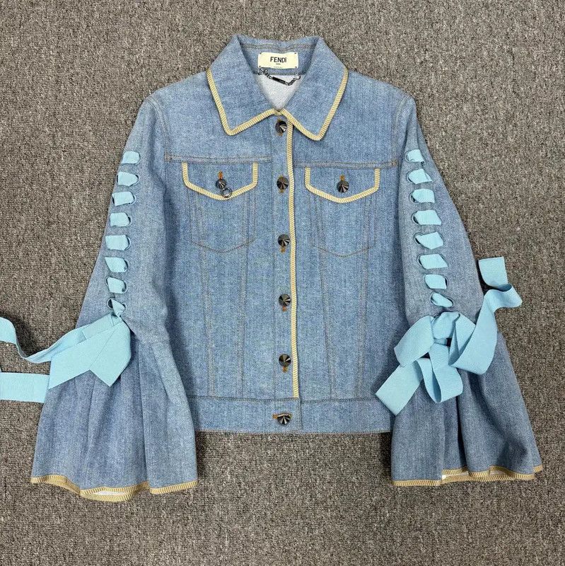 Fendi Fendi Blue Denim Jacket with Unique Sleeve Detail 0089 Size M / US 6-8 / IT 42-44 - 1 Thumbnail