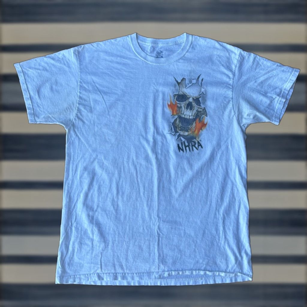 Doublet VINTAGE NHRA Nitro Power Skull Racing T-Shirt XL White Short Sleeve Crew Neck Graphic Print Double-Sided 90s Grunge Emo Cars Size US XL / EU 56 / 4 - 1 Thumbnail
