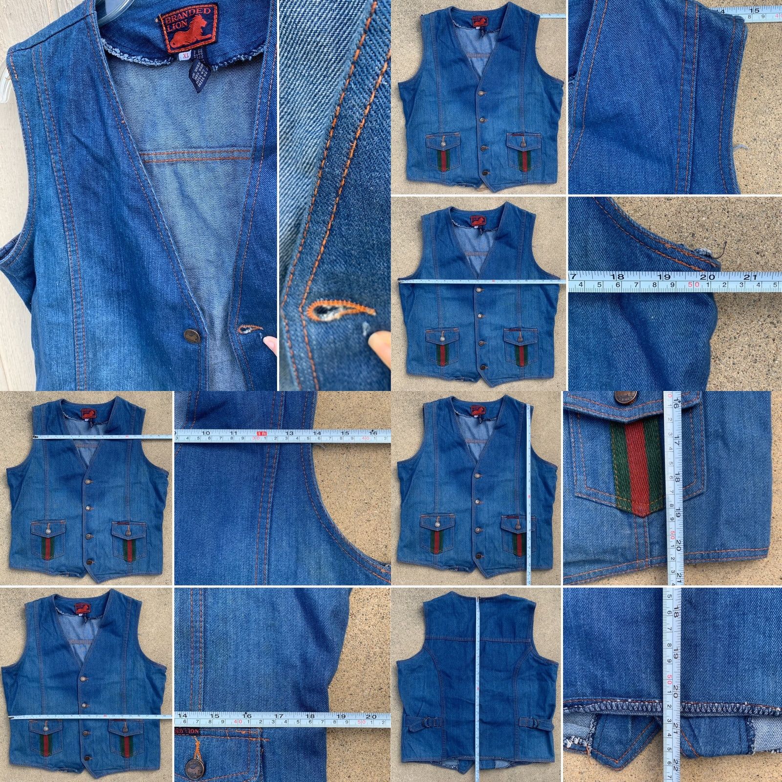 Denime VINTAGE Branded Lion Denim Vest Hippy Western 1970s Striped Pockets XL Blue Size US XL / EU 56 / 4 - 8 Thumbnail