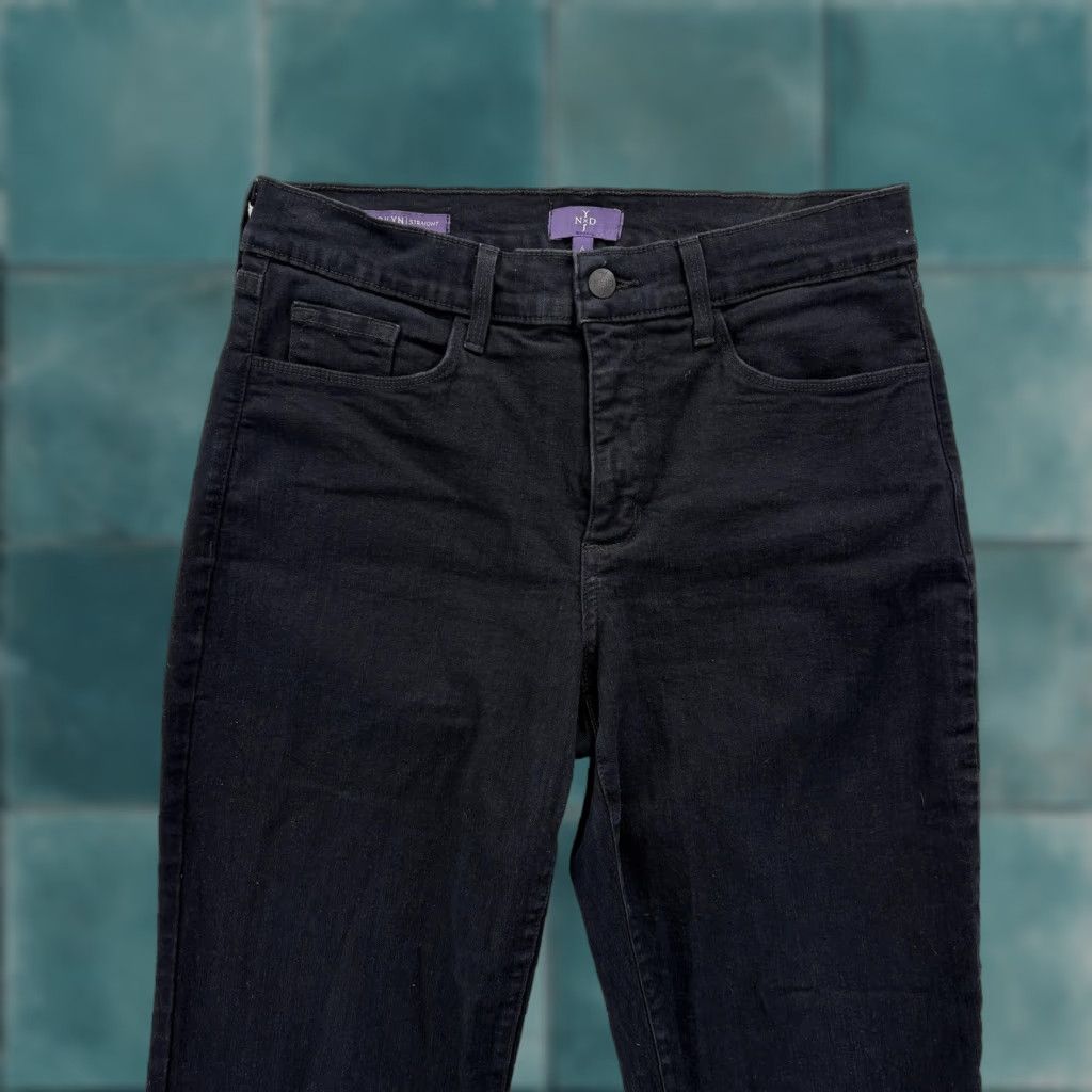 Nydj Jeans Womens 6 Black Mid Rise Stretch Denim 5-Pocket Straight Pant (Size 28)
