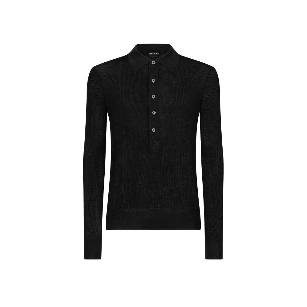 Tom Ford o1loc1c0325 KPL021 Long Sleeves Polo Shirt in Black Size US L / EU 52-54 / 3 - 1 Thumbnail
