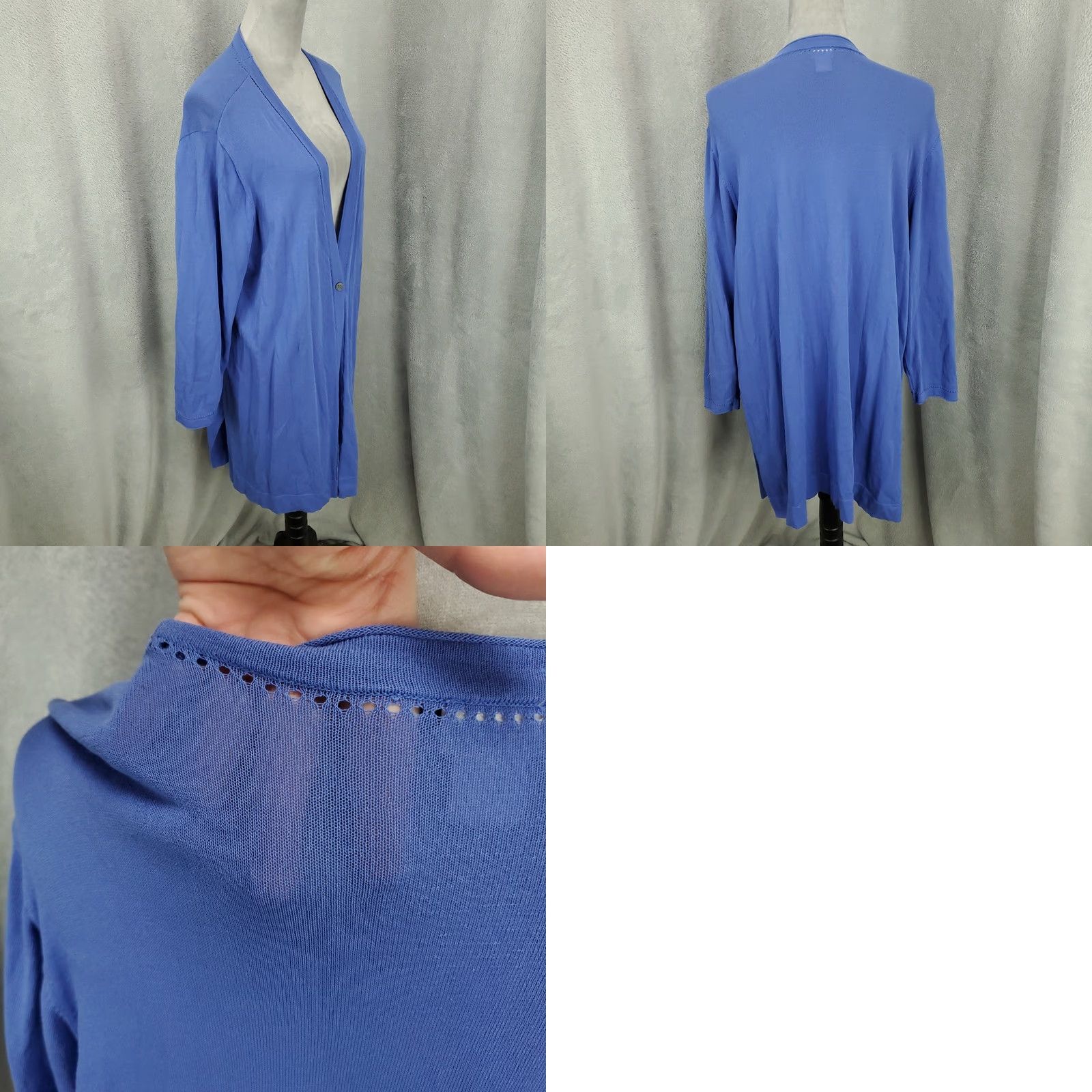 Vintage Chicos Cardigan Womens 2XL Blue Longline V-Neck Knit Casual Sleeve 2XL Sweatery Sm: Solid Pattern Size XXL / US 16-18 / IT 52-54 - 8 Thumbnail