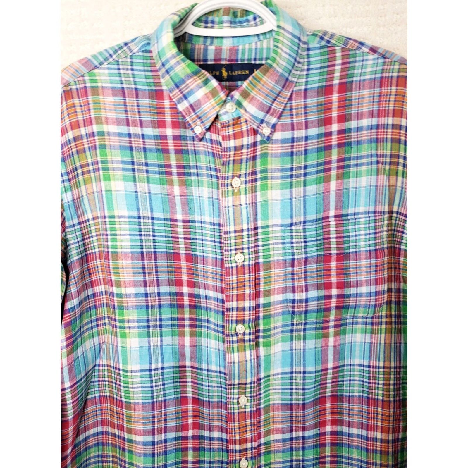 Polo Ralph Lauren Ralph Lauren Linen Shirt Men's L Multicolor Plaid Button-Up Long Sleeve Shirt Size US L / EU 52-54 / 3 - 3 Thumbnail