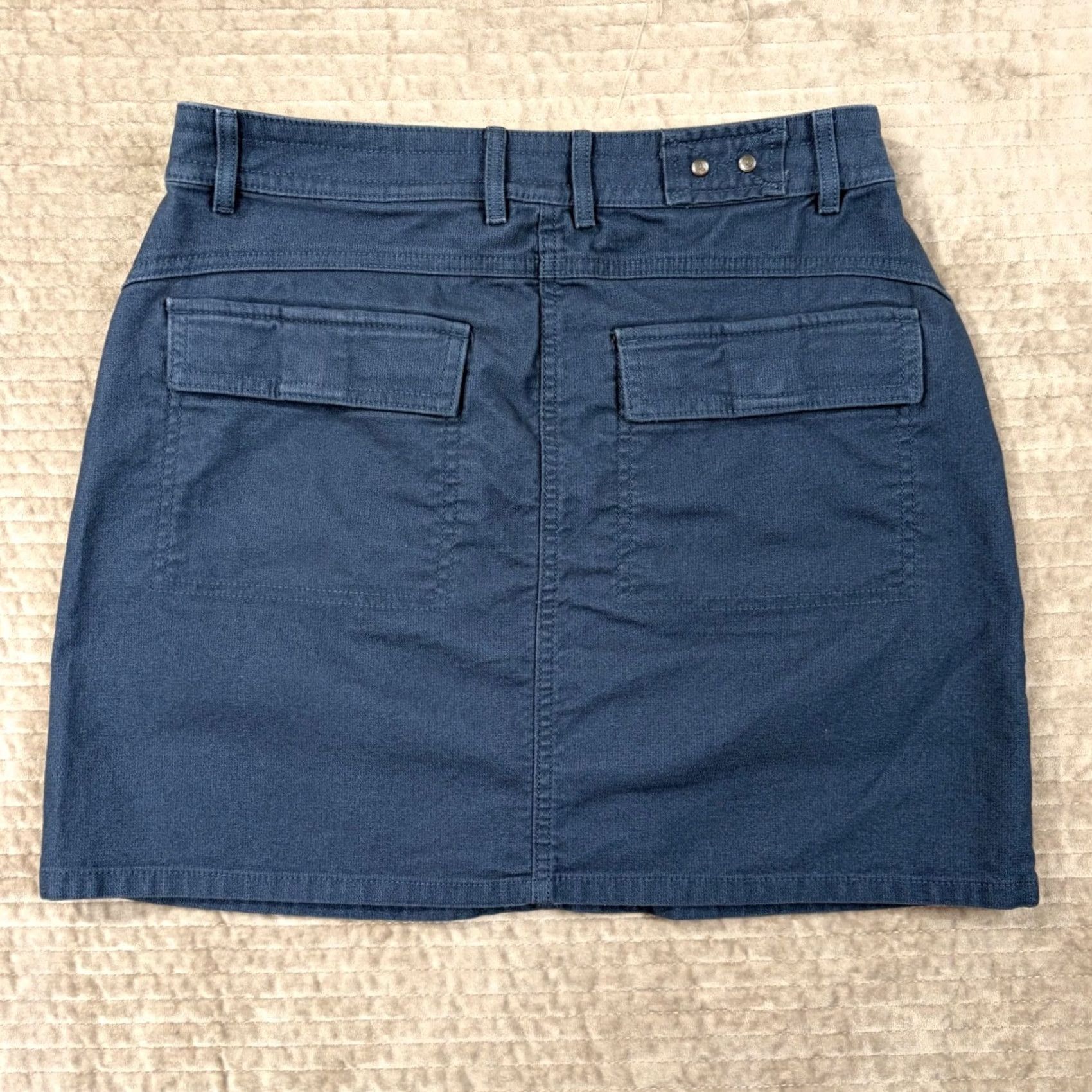 Prana Prana Kara Indigo Blue Denim Utility Mini Skirt Size 4 Regular Women Denim Skirt Pocket Stretch Lined Button Zip Old? Size 27" / US 4 / IT 40 - 2 Thumbnail