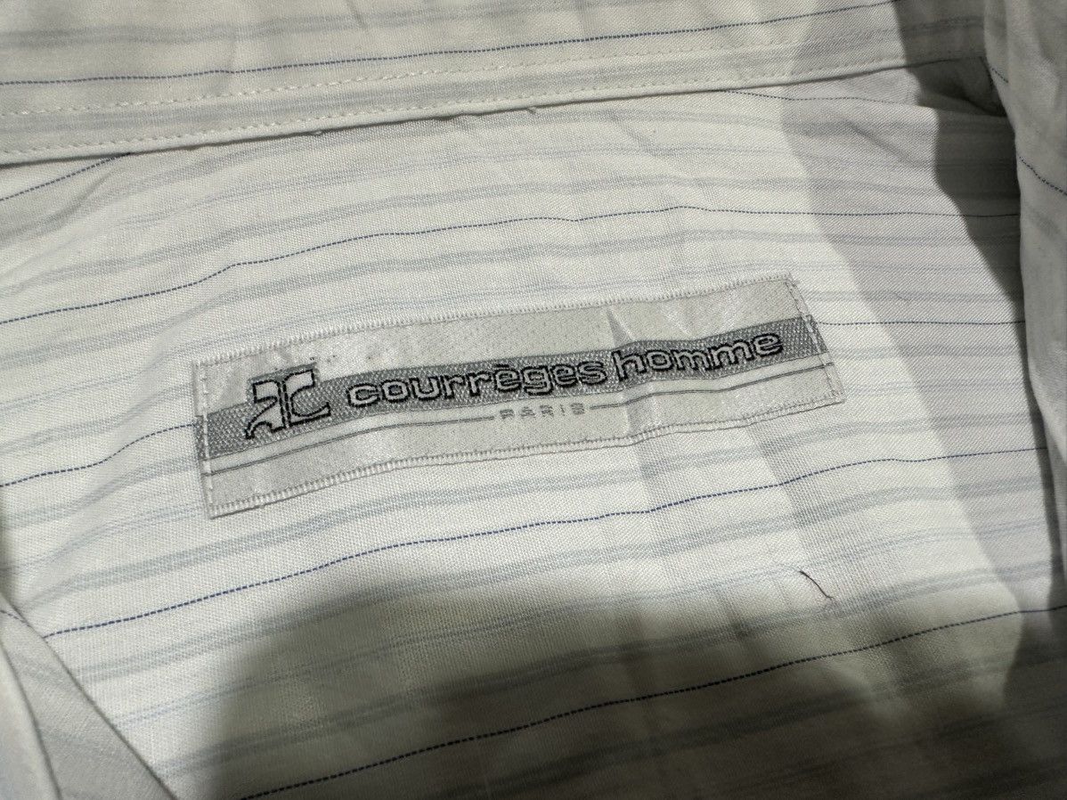 Courreges 🔥Vintage Courreges Homme Striped Shirt Ss Embroidered Logo Size US XL / EU 56 / 4 - 5 Thumbnail