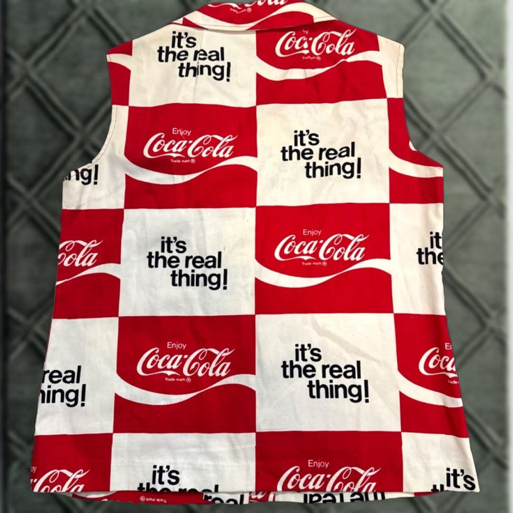 Vintage VINTAGE Coca-Cola Checkered Logo Red White Snap Button Sleeveless Vest Med 60s Unisex Adults M Button-Up Size US M / EU 48-50 / 2 - 1 Thumbnail