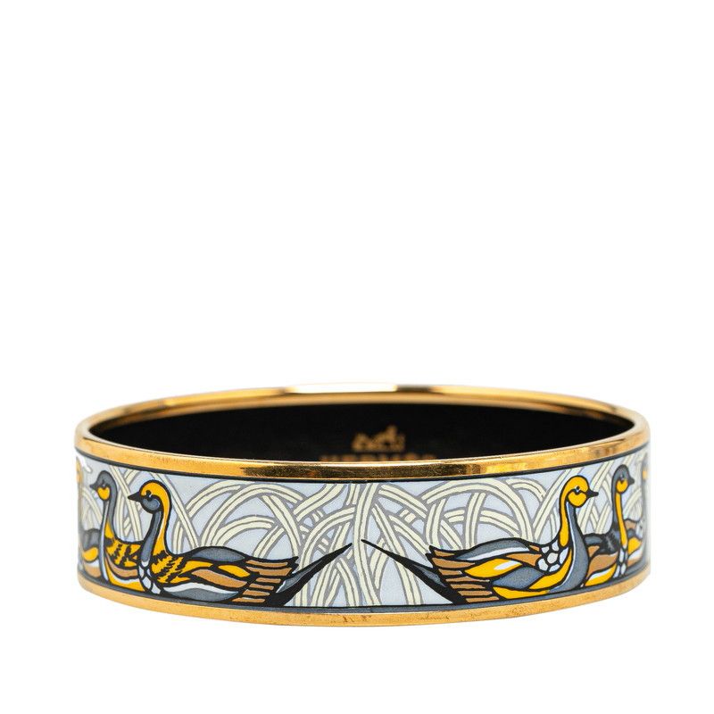 Hermes Hermes Hermes Enamel GM Bird Duck Motif Bangle Metal Bangle in Great Condition Size ONE SIZE - 1 Thumbnail