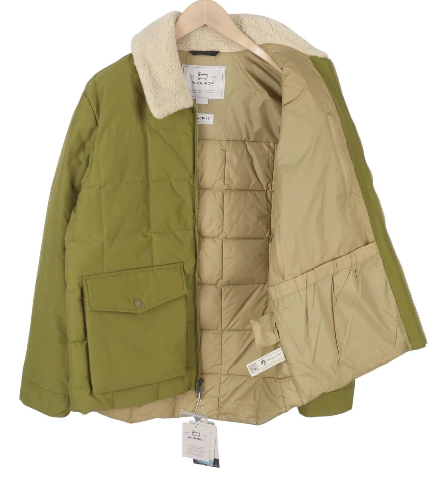 Woolrich Woolen Mills Duster L Green Down Sherpa Quilted 86895 Size US L / EU 52-54 / 3 - 4 Thumbnail