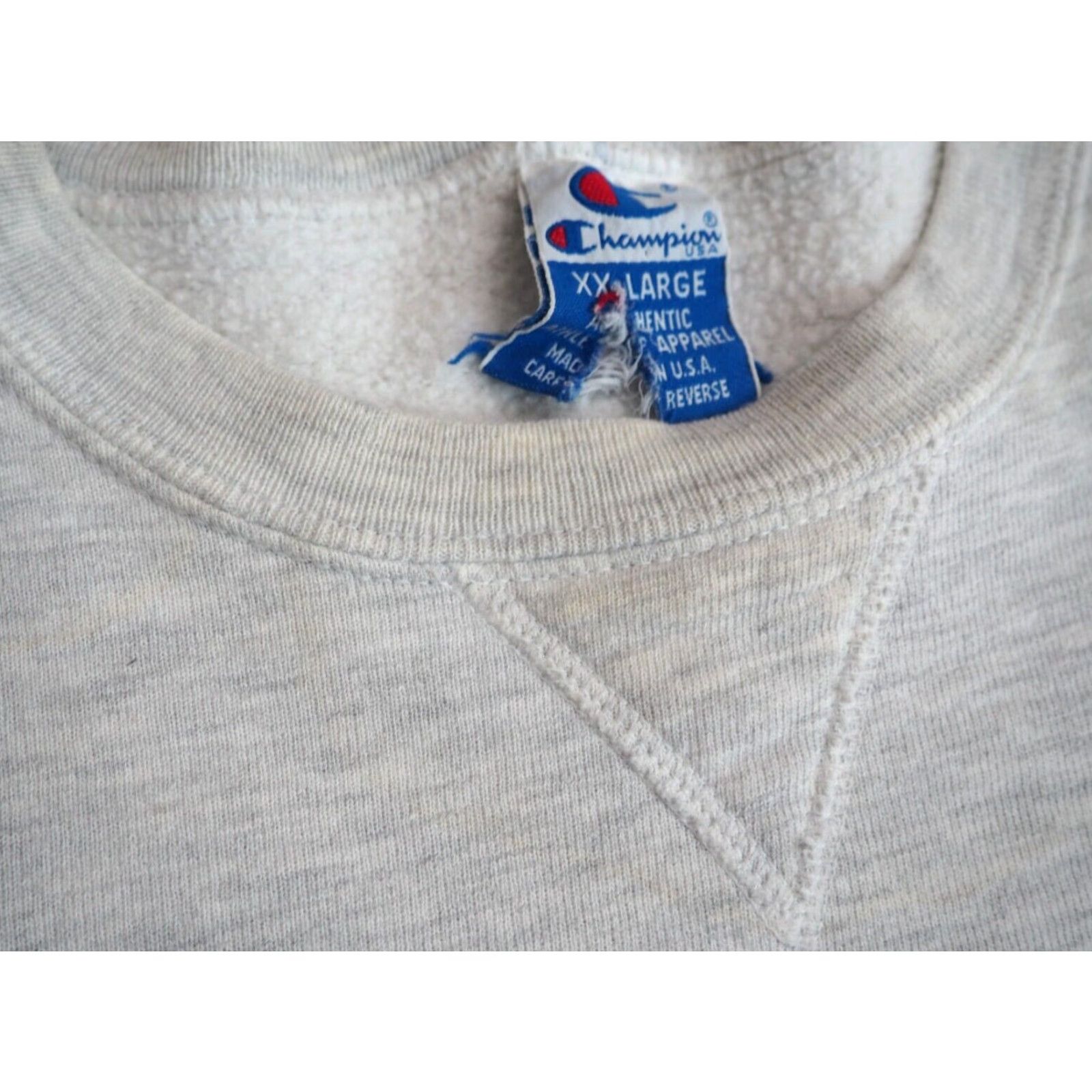 Champion VINTAGE Champion Sweatshirt Pullover USA Made Heather Gray 90s Spellout XL Mens Sweatshirt Size US XL / EU 56 / 4 - 7 Thumbnail
