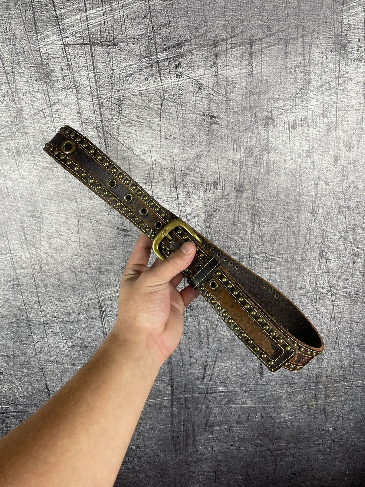 Ed Hardy Ed Hardy Vintage Hand Made Leather Studded Belt Size ONE SIZE - 1 Thumbnail