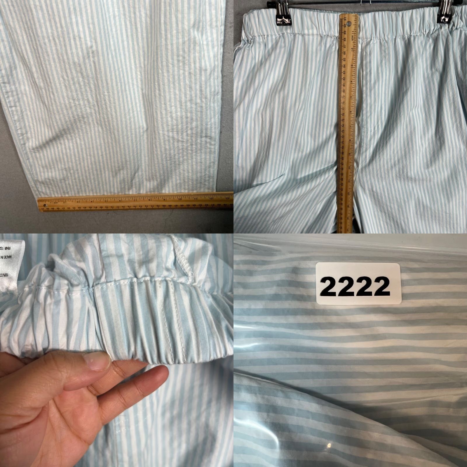 Vintage Lovers + Friends Womens Pants Blue White Striped Cotton Wide-Leg Ankle 30in Inseam M Medium 28in Waist Womens Size 32" / US 10 / IT 46 - 8 Thumbnail