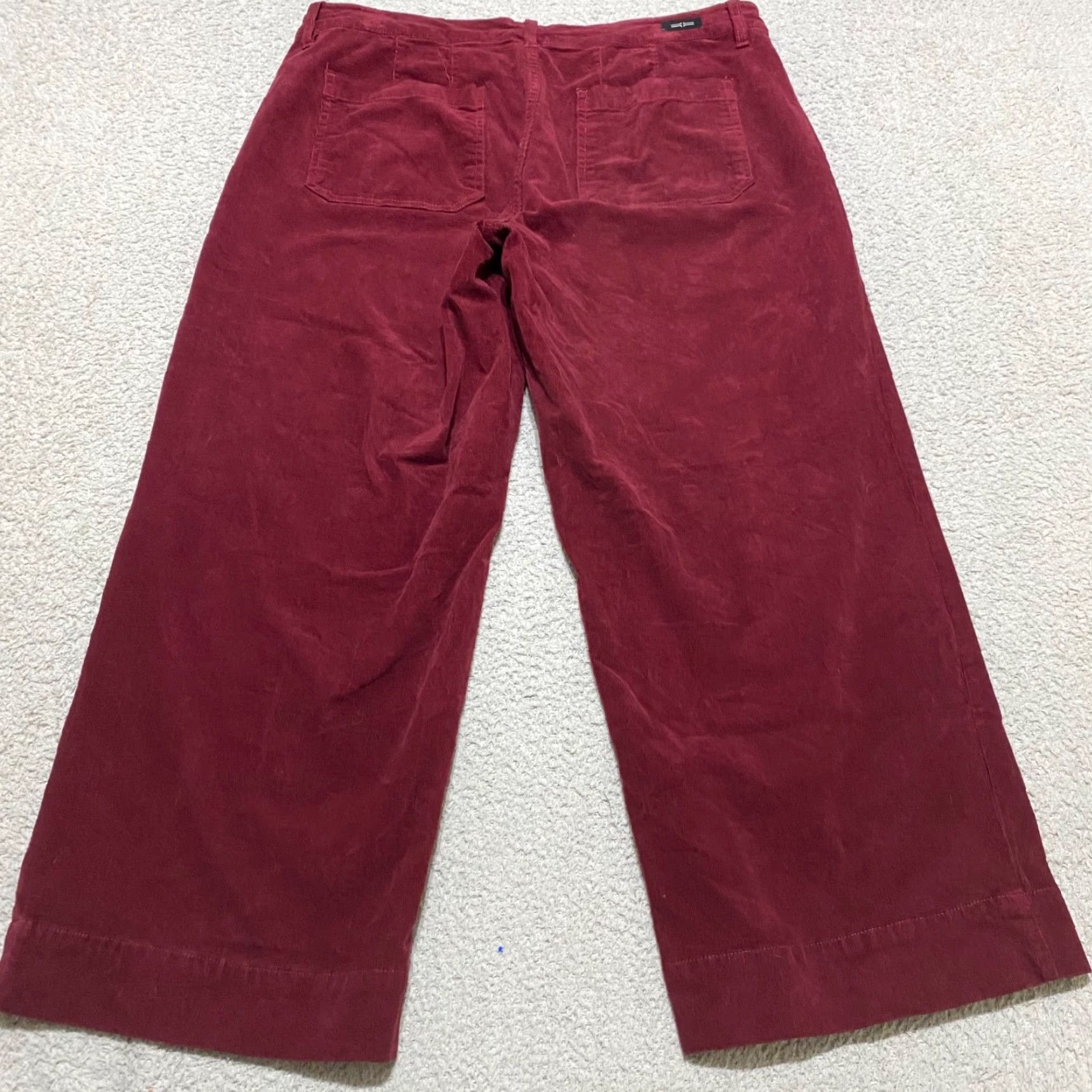 Vintage Liverpool Womens sz 12 Jeans Red Corduroy Wide Leg Crop High Rise Crop Dark Wash Size 34" / US 12 / IT 48 - 2 Thumbnail