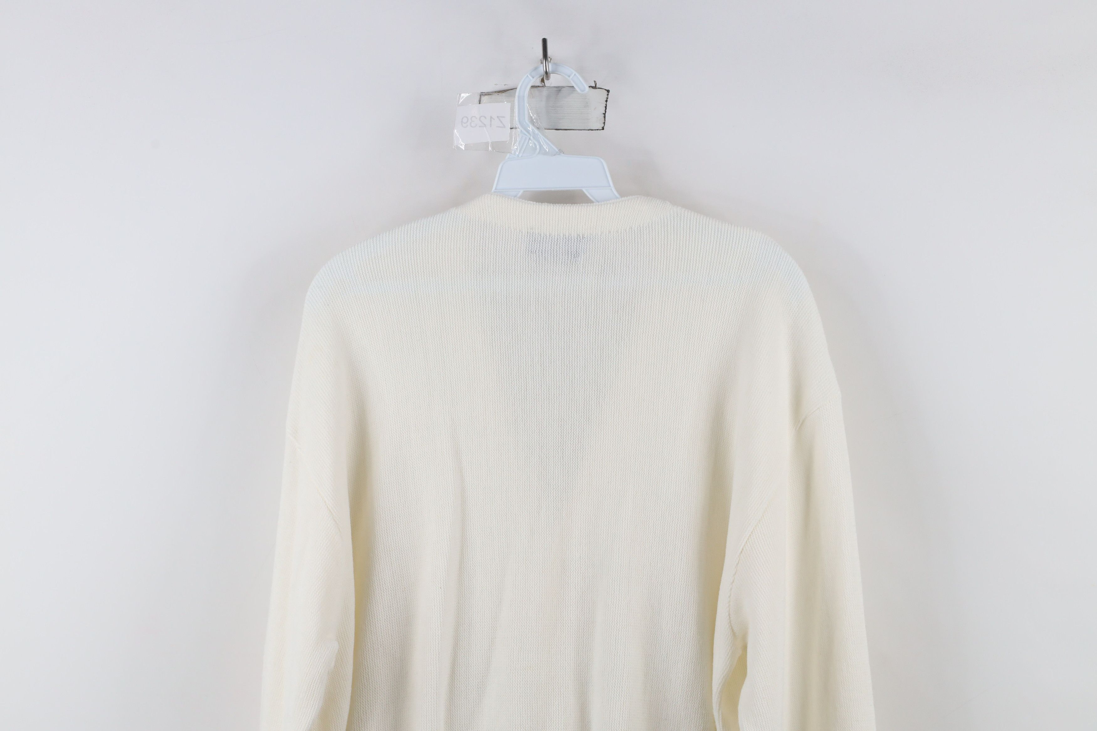Vintage Vintage 70s Streetwear Blank Knit Cardigan Sweater White USA Size US XL / EU 56 / 4 - 12 Thumbnail