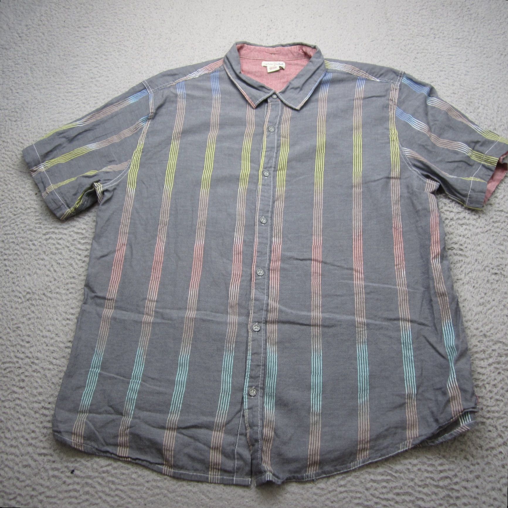 Carbon2Cobalt VINTAGE Carbon 2 Cobalt Shirt Mens Extra Large Gray Striped Button Up Lightweight Size US L / EU 52-54 / 3 - 2 Thumbnail