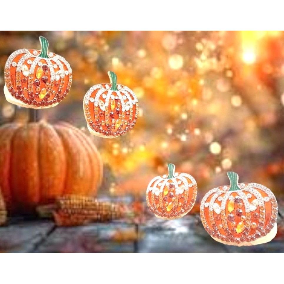 Handmade Pumpkin Earrings New Rhinestones Pierced Posts Thanksgiving Size ONE SIZE - 9 Thumbnail