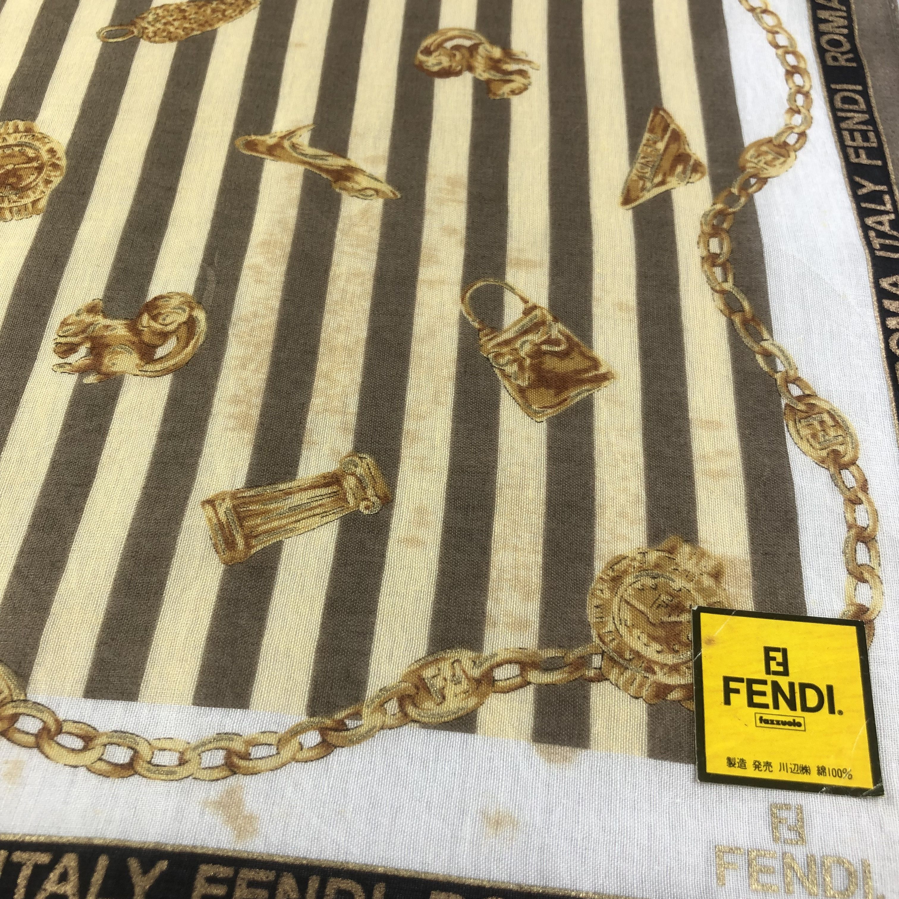 Vintage Fendi Gold Chains Handkerchief Neckerchief Bandana H2306 Size ONE SIZE - 5 Thumbnail