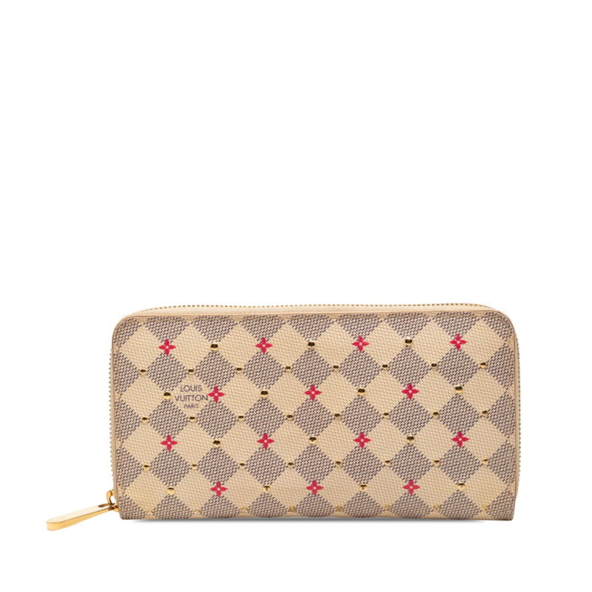 Louis Vuitton Louis Vuitton Damier Azur Zippy Wallet Studded Long Round Zipper N64615 White Pink Women's LOUIS VUITTON Size ONE SIZE - 1 Thumbnail