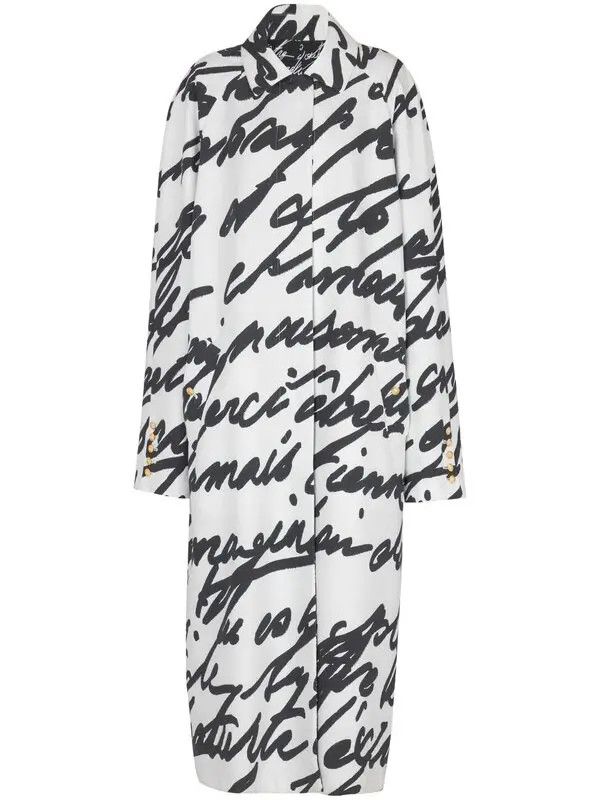 Balmain o1s1wg111225 Love Letter Reversible Coat in Black/White Size S / US 4 / IT 40 - 1 Thumbnail
