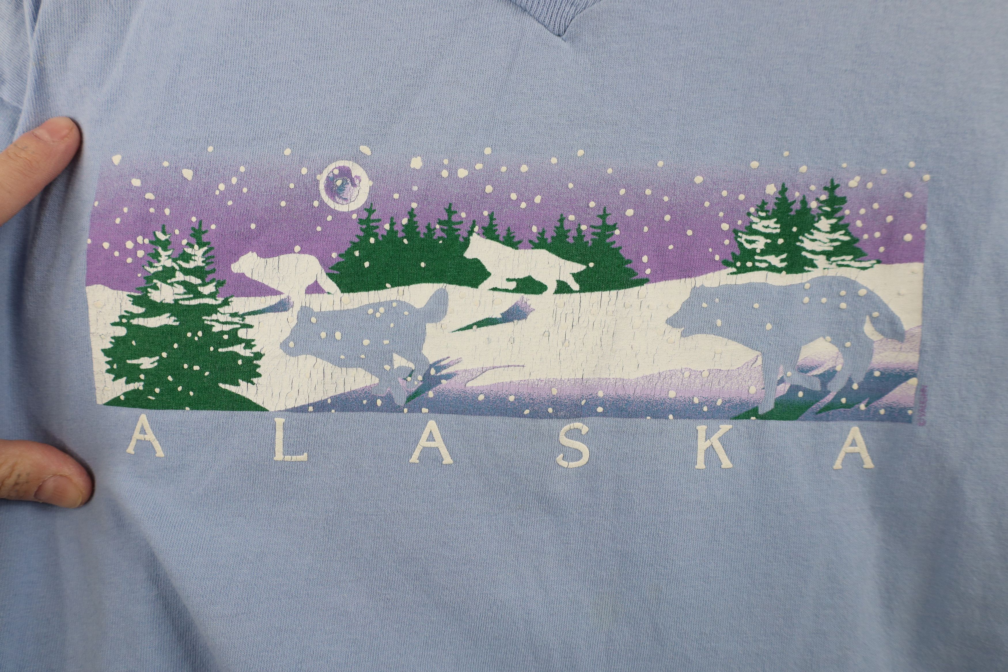 Vintage Vintage 90s Streetwear Alaskas Wolf Dog T-Shirt Blue Cotton Size XXL / US 16-18 / IT 52-54 - 4 Thumbnail