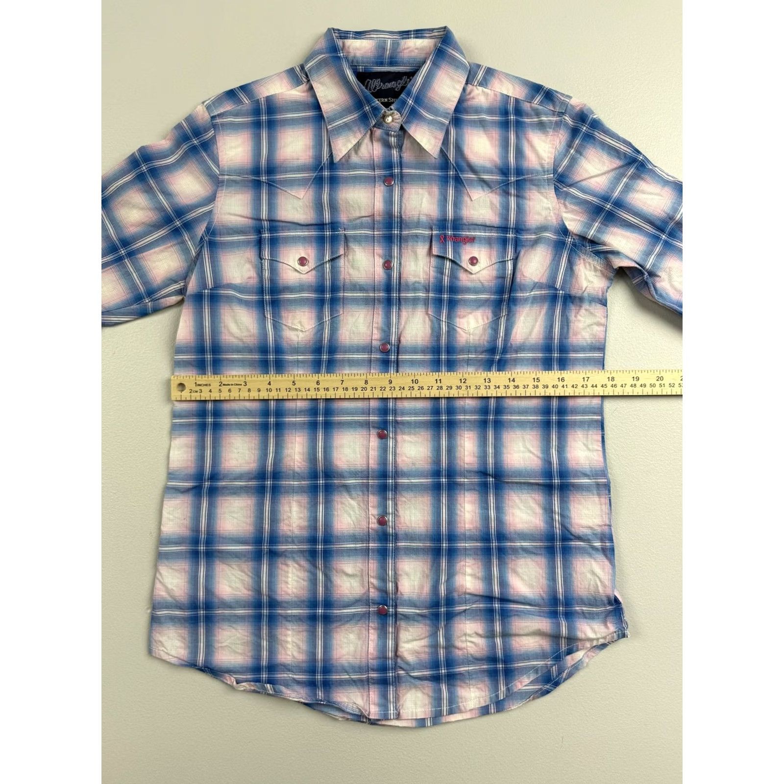 Wrangler Wrangler Shirt Womens Small Blue Pink Plaid Western Pearl Snap Rodeo Size S / US 4 / IT 40 - 5 Thumbnail