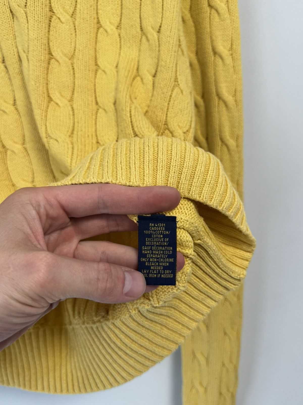 Polo Ralph Lauren Polo Ralph Lauren Men's Lambswool Sweater Yellow Cable Knit Size US XL / EU 56 / 4 - 11 Thumbnail