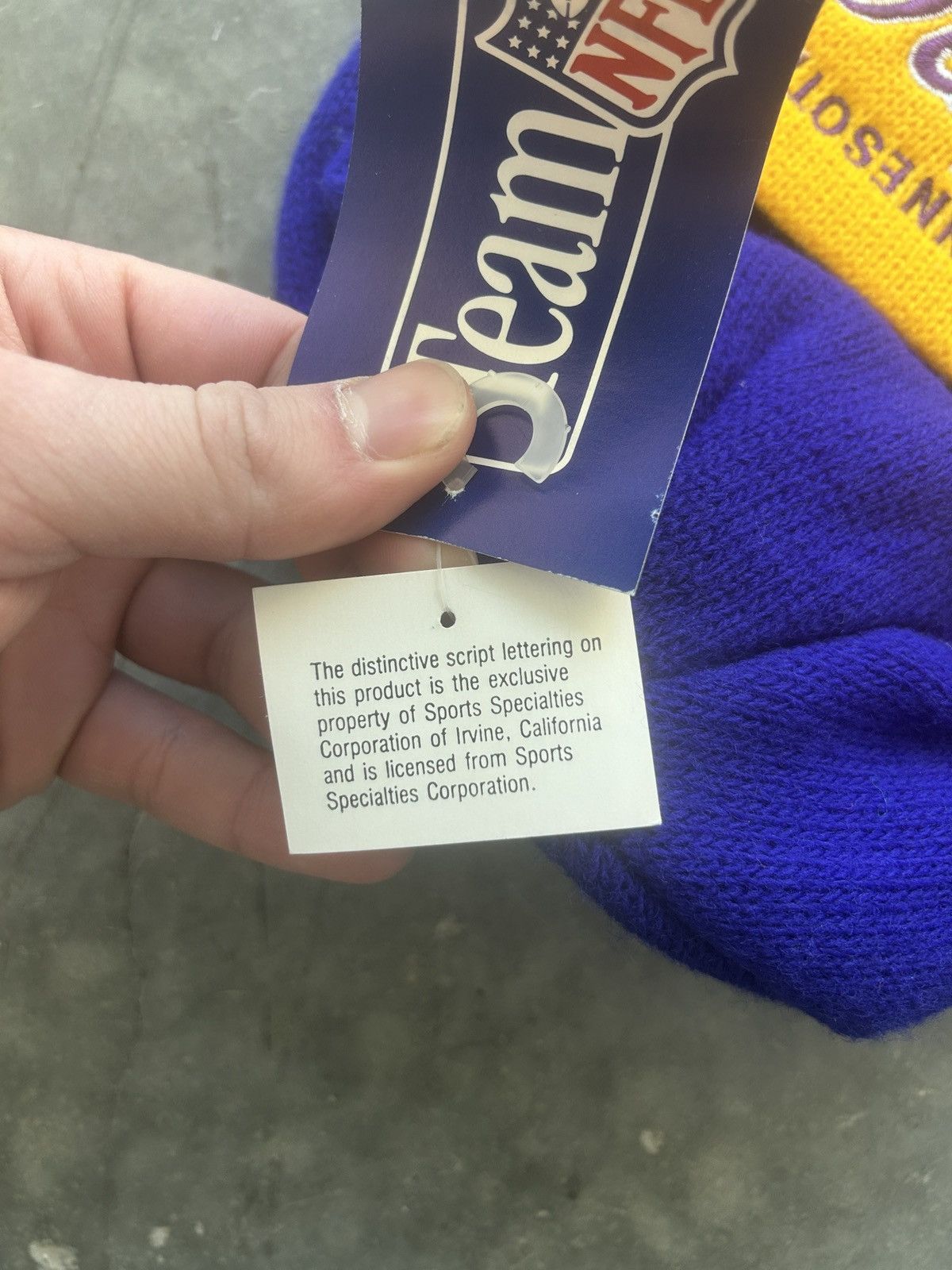 NFL × Sports Specialties × Vintage BNWT Vintage 90s Vikings Sports Specialties Script Beanie Size ONE SIZE - 4 Thumbnail