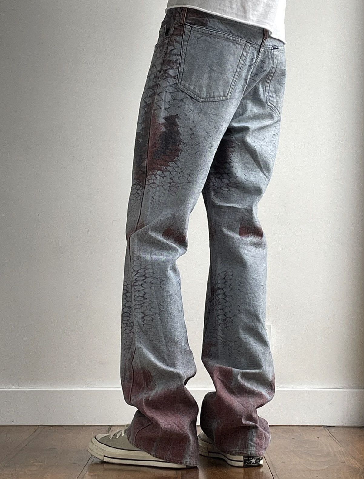 Roberto Cavalli Roberto Cavalli S/S2001 Flared Bleeding Python Scale Jeans Size US 30 / EU 46 - 3 Thumbnail