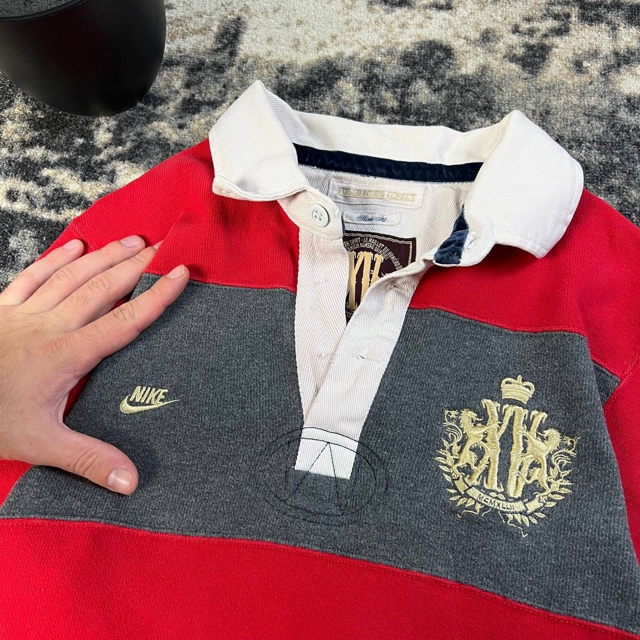 Nike Nike Big Logo Vintage Y2K Striped Rugby Long Sleeve Size US S / EU 44-46 / 1 - 5 Thumbnail